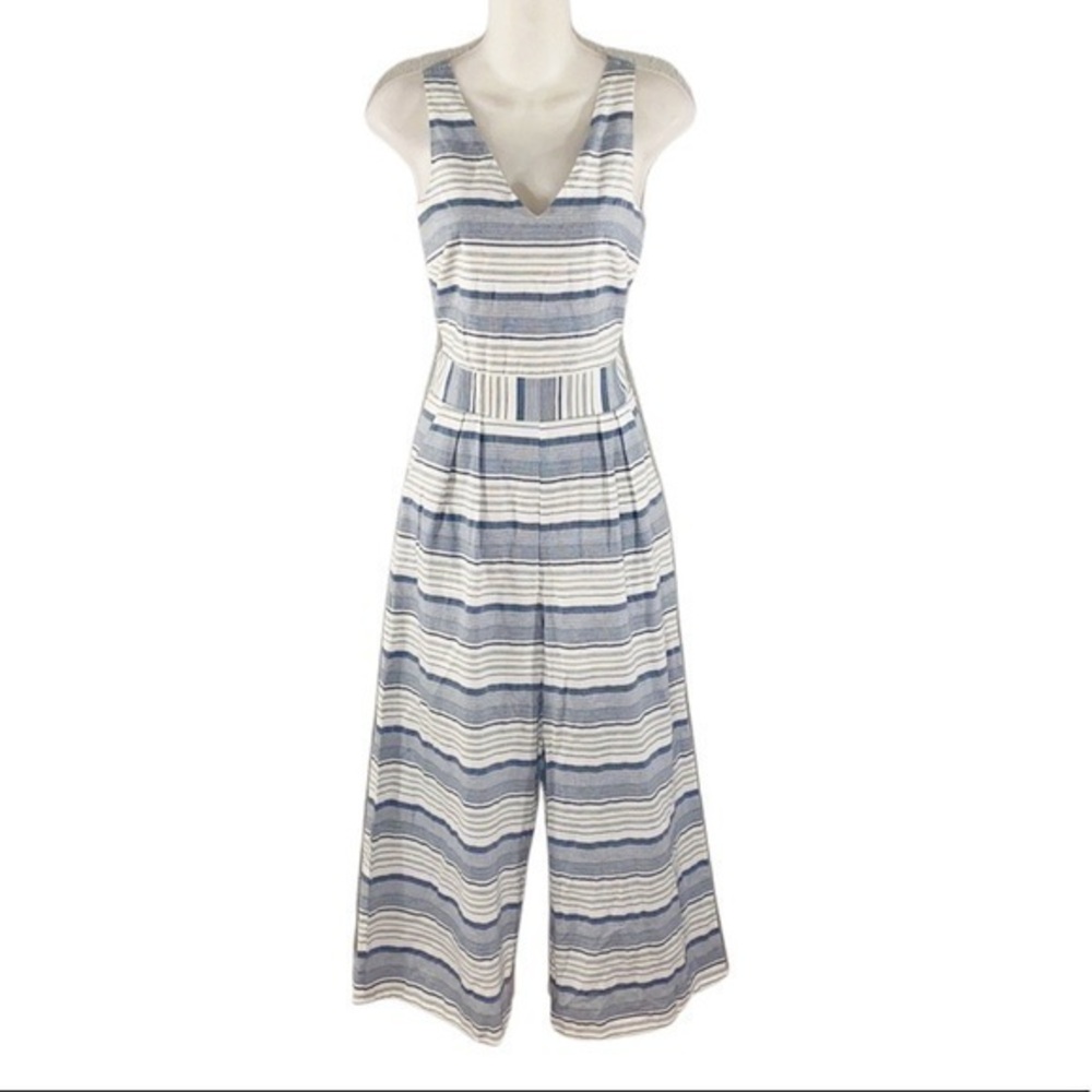 Sugar+Lips Blue and white striped crop Jumpsuit